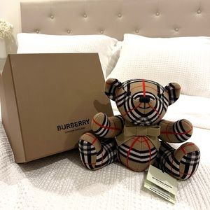 Authentic Burberry Kid's Vintage Check Stuffed Sitting Teddy Bear